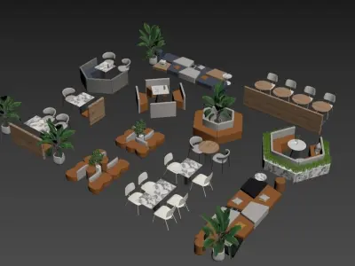 Coffee Lounge Seating Group Furniture Low-poly 3D model