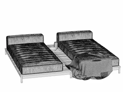 Double Sunbed 3D model