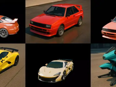 Sport Car bundle 12 pack 100 glb 3D model