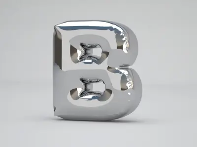 Silver B Balloon 3D model
