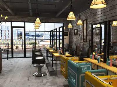 BARBER SHOP  Low-poly 3D model