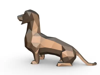 dachshund figure low poly 3D print model