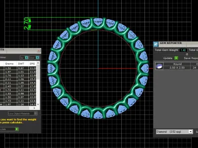 U Shaped Eternity Ring 2 point 5 mm stone size swiss 12 and EU52 3D print model