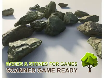 Stones for Ingame Use Free low-poly 3D model
