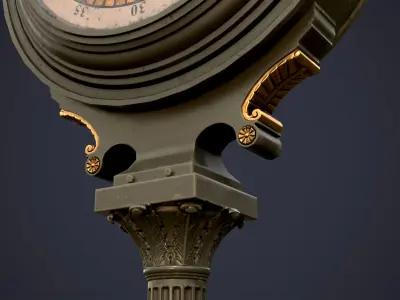 Street Clock Hight Low Poly Low-poly 3D model