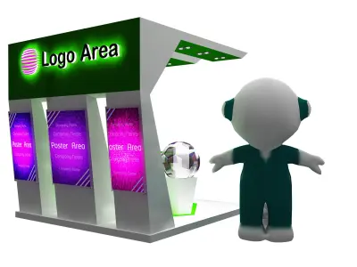  kiosk partition booth a55 3D model