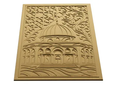 3d modern Dome of the Rock 3D Wall Panel Relief CNC 04 3D model