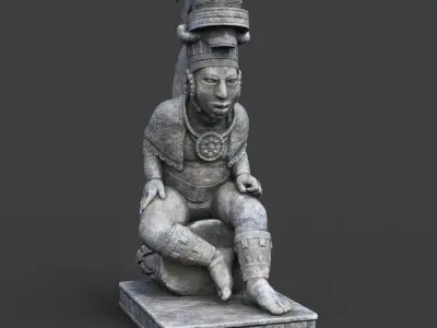 Low poly Mayan Inca Aztec Statue 220508 Low-poly 3D model