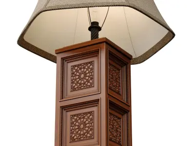 Wood Aged Arabic Oriental Nightstand bedside Eastern Table Lamp 3D model