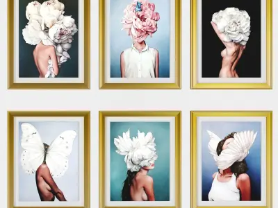 Art Frams 12- 6 Art Flower Head Woman 3D model