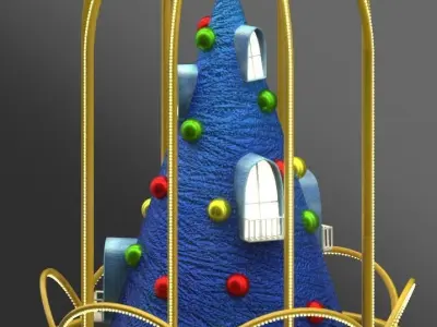 Scarlet Christmas Holiday Props Merry Architecture Low-poly 3D model