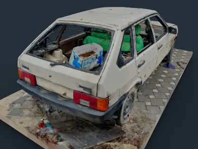 3D model VAZ Lada Sputnik 1300 Destroyed Car - Ukraine 3D model