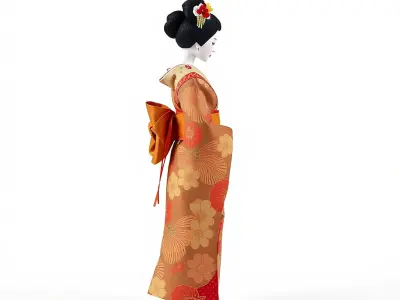 Geisha Character Model Pack with Traditional Kimono Low-poly 3D model