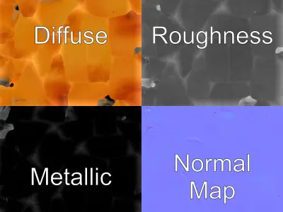 Warm Orange-Yellow Apricot Model Pack Low-poly 3D model