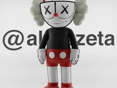 Kaws CupHead Textured Low-poly 3D model