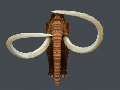 Mammoth woolly with long tusks Low-poly 3D model