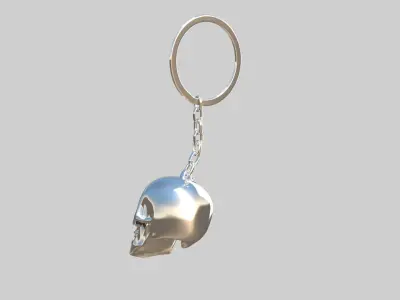 skull keychain silver 3D model