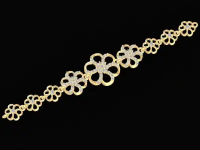 Luxury Floral Diamond Bracelet 3D Model 2442 3D print model