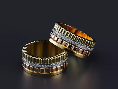 Quatre radiant edition wedding band style All sizes collection 3D print model