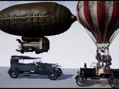 SteamPunk Victorian Vehicles Low-poly 3D model