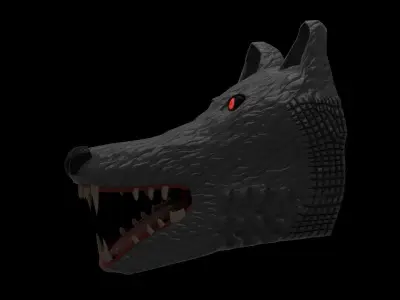 Sinister Wolf Head prop Low-poly 3D model
