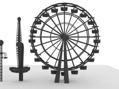 amusement park  Low-poly 3D model