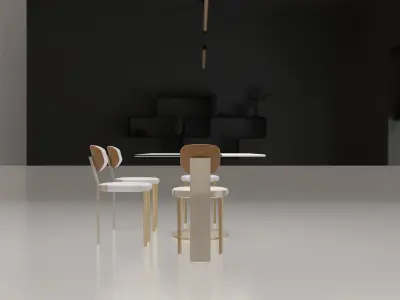 Luxury Marble Dining Table Set Low-poly 3D model