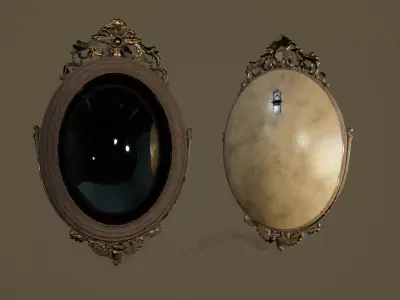 Vintage Mirror- Game Ready Low Poly PBR 3D Model  Low-poly 3D model