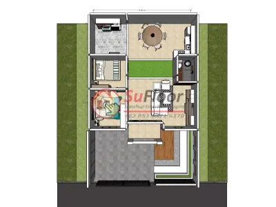 House 8x13m code 632 - Sketchup 3D model 3D model 3D model