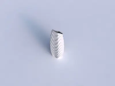 Vase bent hexagon with horizontal wavy layers 3D print model