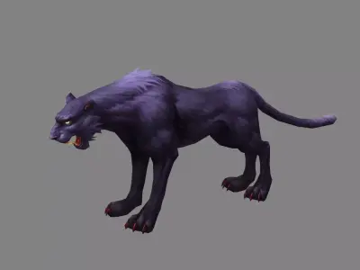 Cartoon black panther Low-poly 3D model
