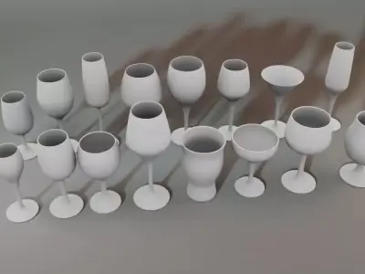 Wine Glass Collection - 16 3D Models 3D model