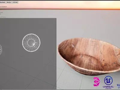 bowl of Wood medieval  Free low-poly 3D model
