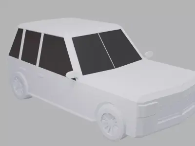 Low Poly White SUV Car Stylized 3D Model Low-poly 3D model