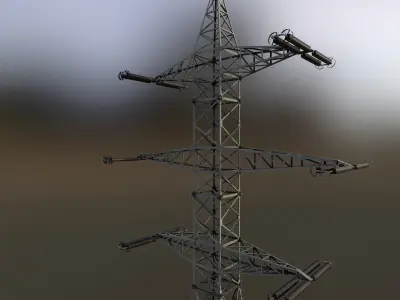High Voltage Transmission Lines 300KV and 500KV Low-poly 3D model