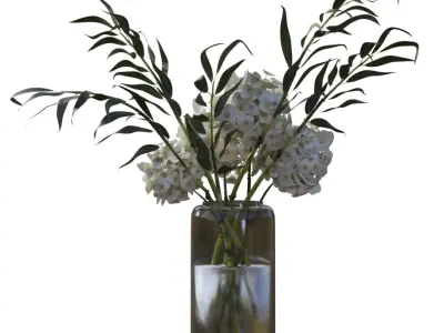 HYDRANGEA Bouquet with Eucalyptus Low-poly 3D model