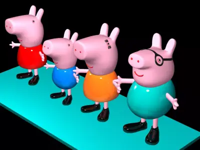 Pigs  family Low-poly 3D model