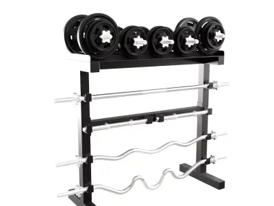 Fitness Equipment Storage Rack Low-poly 3D model