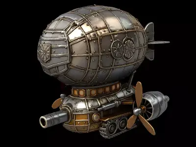 Samurai Fusion Airship Armored Japanese Sky Vessel Highpoly Game 3D print model