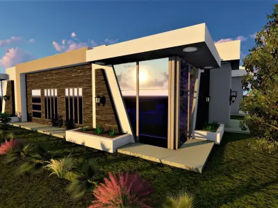 3 houses modern house designs in nigeria Low-poly 3D model