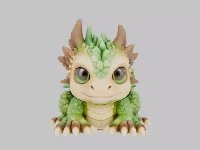 Adorable Emerald Hatchling 3D Model Low-poly 3D model
