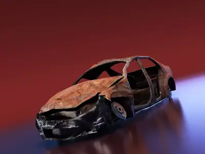 Junkyard Sedan Low-poly 3D model