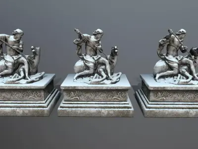 Neptune Statue Low-poly 3D model