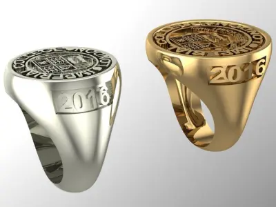gold imperial London college ring  3D print model