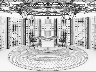 Virtual TV Studio Chat Set 17 3D model