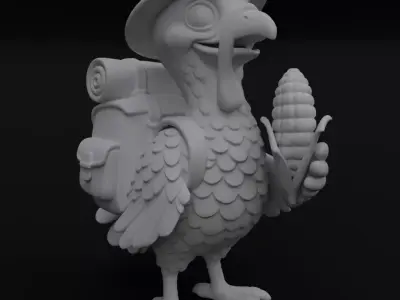 Turkey the Traveler Cute Thanksgiving day figurine for 3D print 3D print model