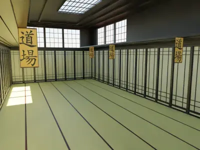 Kung-Fu Hall Low-poly 3D model
