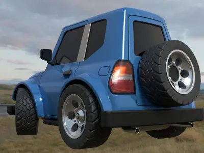 Low poly rigged stylized off-road car Low-poly 3D model