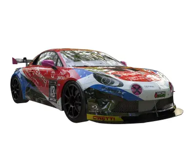Sports car Low-poly 3D model 2