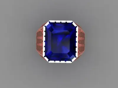 Beautiful emerald  cut  gents ring jewelry 3D print model